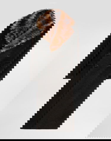 Kabáty Dolce & Gabbana Double-breasted Coat With Fur Collar Hnedá | G054DZFU2PXM0682, 0