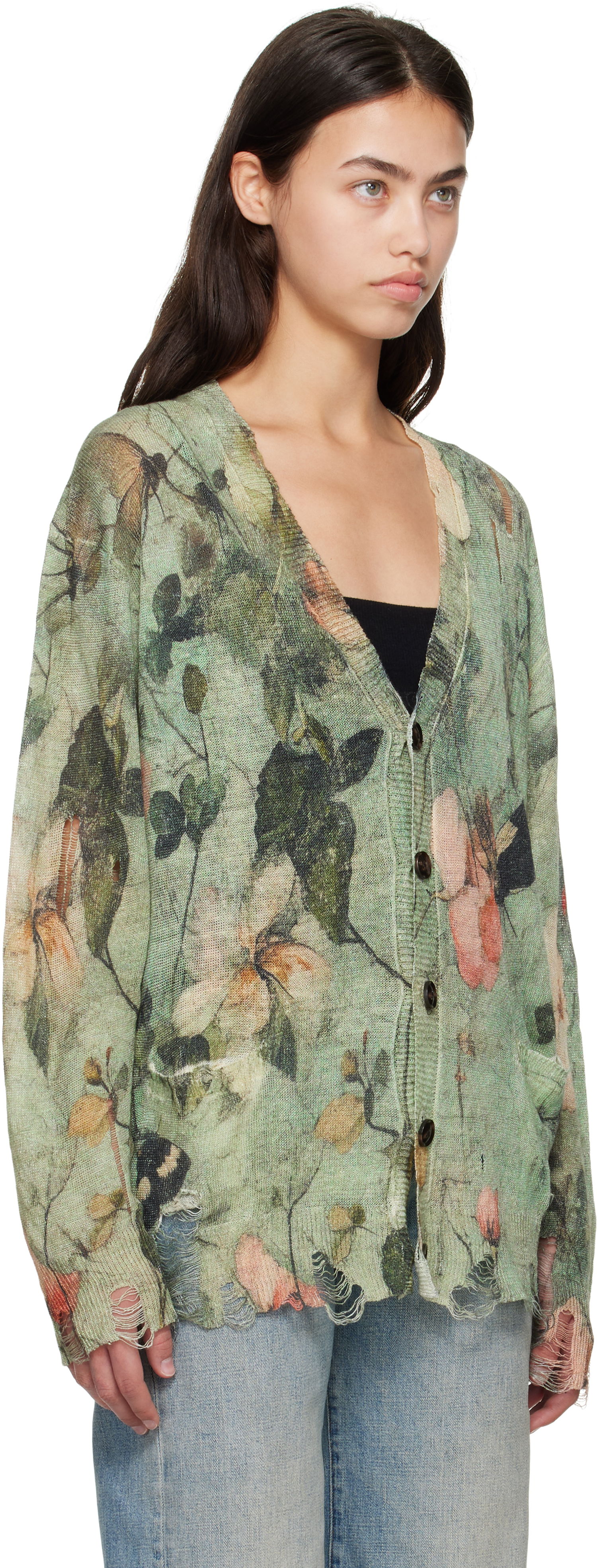 Sveter R13 R13 Boyfriend Floral Cardigan Zelené | R13WY200-Y227A, 1