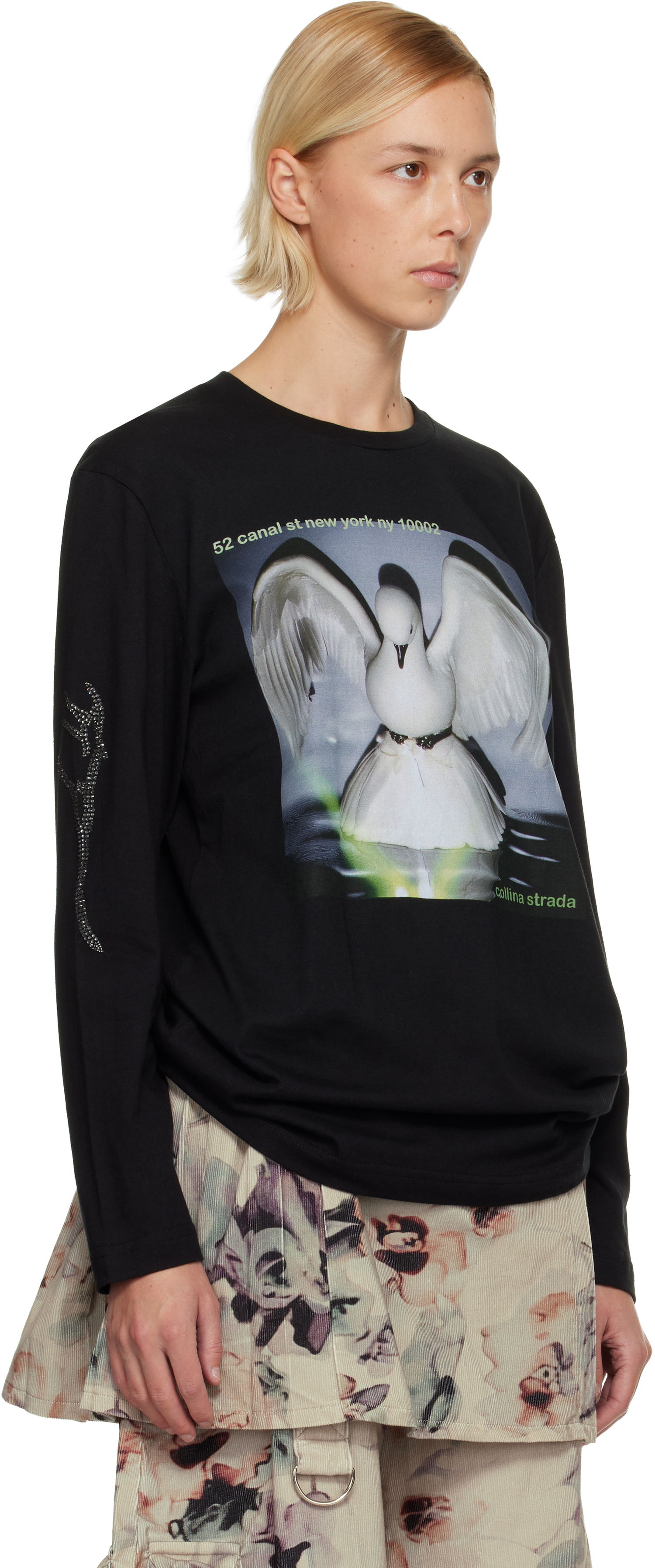 Tričko Collina Strada '52 Canal' Long Sleeve Rhinestone Graphic T-shirt Čierna | XX3054, 1