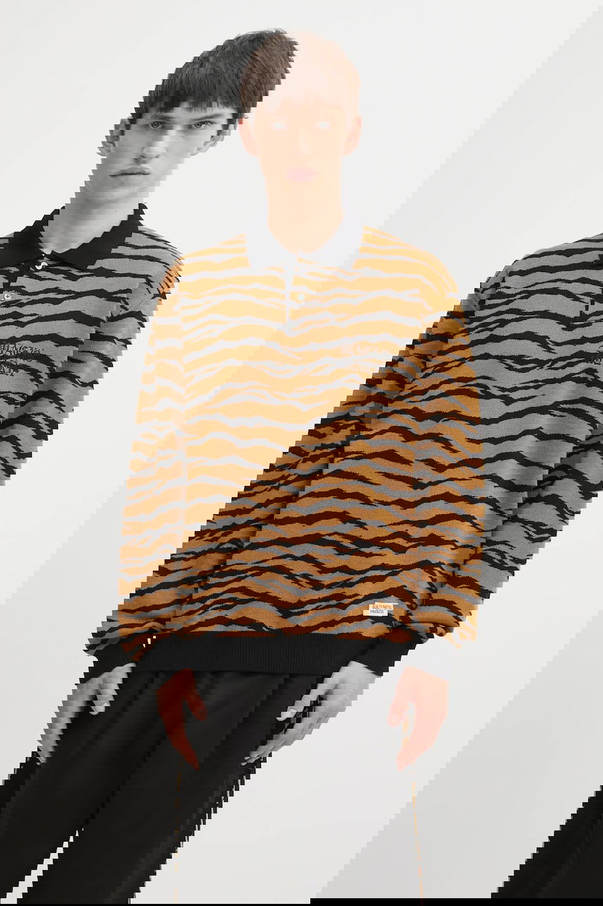 Sveter WACKO MARIA Tiger Pattern Knitted Long-Sleeve Polo Rôznofarebný | 25FW.WMK.KN10, 0
