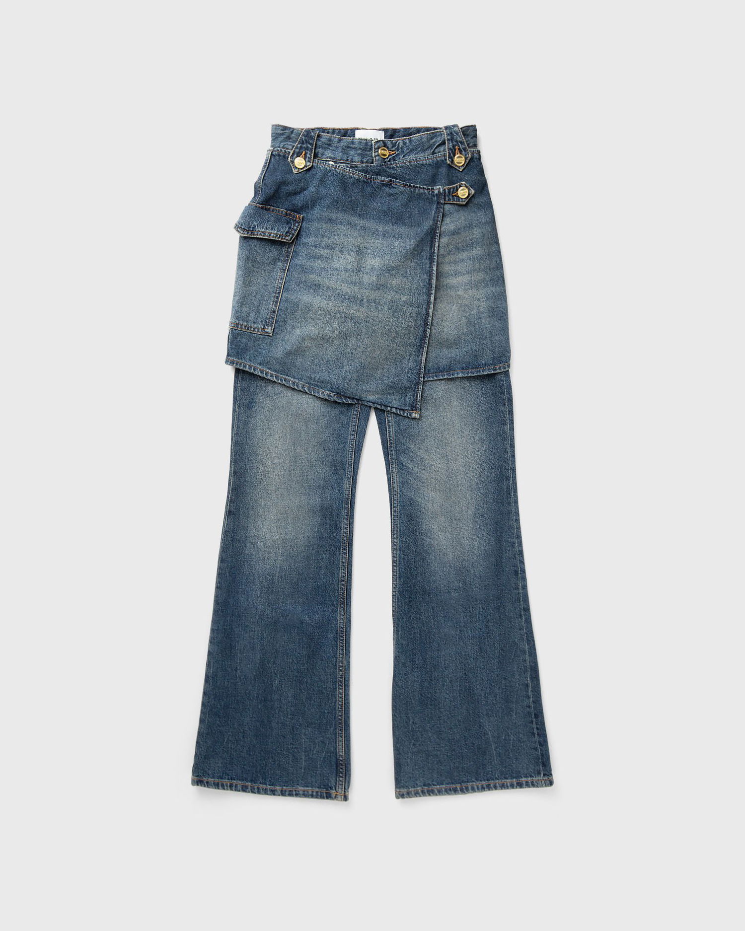 Džínsy GANNI Heavy Washed Denim Flared Skirt Jeans Modrá | J1562-567, 0
