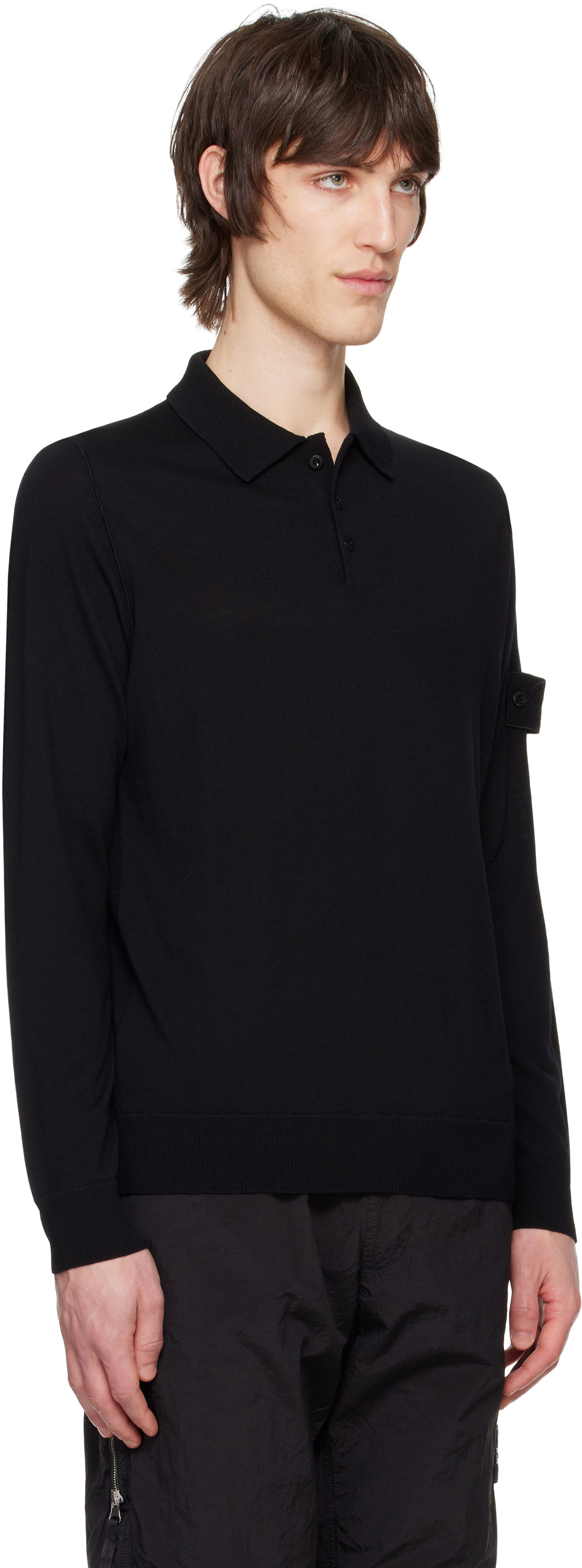Sveter Stone Island Stone Island Pure Wool Long Sleeve Polo Čierna | K1S15 5100071 S00FC, 1