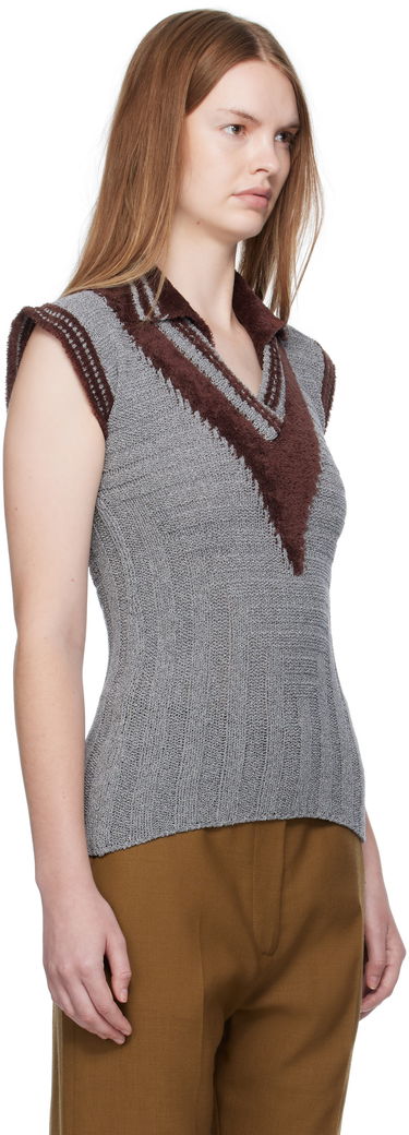 Polo tričko KIKO KOSTADINOV Kiko Kostadinov Quimby Sleeveless Polo Top Šedá | KKWAW25KN12-131, 1