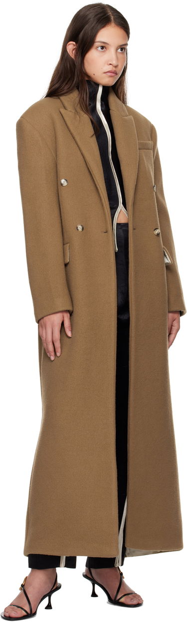 Kabáty Nanushka Nanushka Ferris Double-Breasted Long Coat Hnedá | NW24FWOW40076, 3
