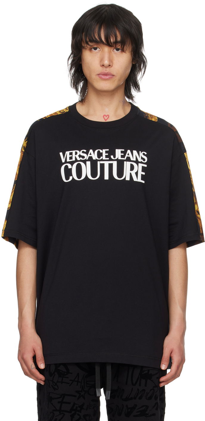 Tričko Versace Jeans Couture Watercolour Couture T-Shirt Čierna | E76GAH613_EJS287