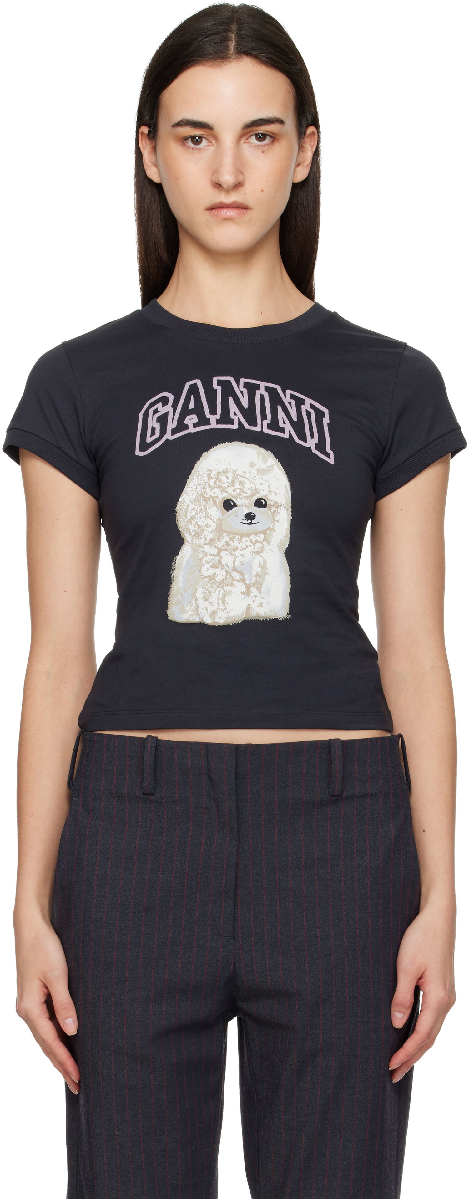 Tričko GANNI Poodle Baby Fit T-shirt Čierna | T4239, 0