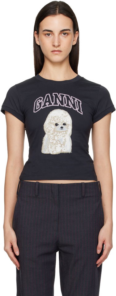 Tričko GANNI Poodle Baby Fit T-shirt Čierna | T4239, 0