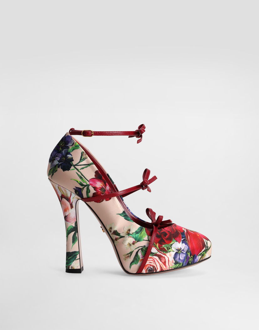Doplnky Dolce & Gabbana Dolce & Gabbana Floral Print Satin Slingback Pumps Rôznofarebný | CD1944A9Q72H25PR