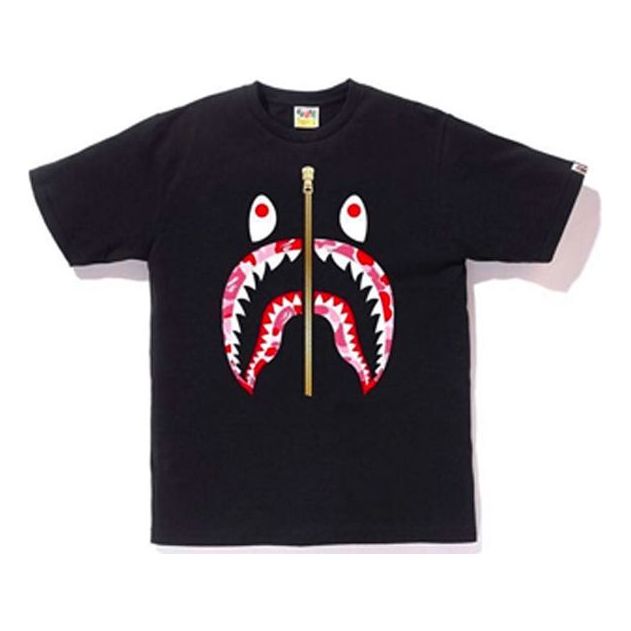 Tričko BAPE A Bathing Ape Shark Face Half Zip T-Shirt Čierna | BAPE19SS-011