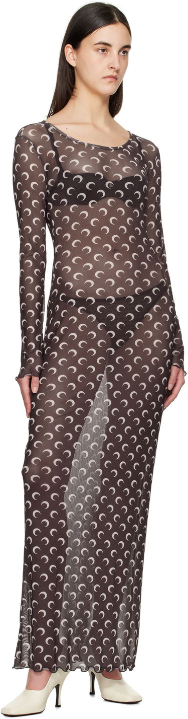 Šaty Marine Serre Marine Serre Moon Printed Mesh Maxi Dress Hnedá | WDR297B CJER0054, 3