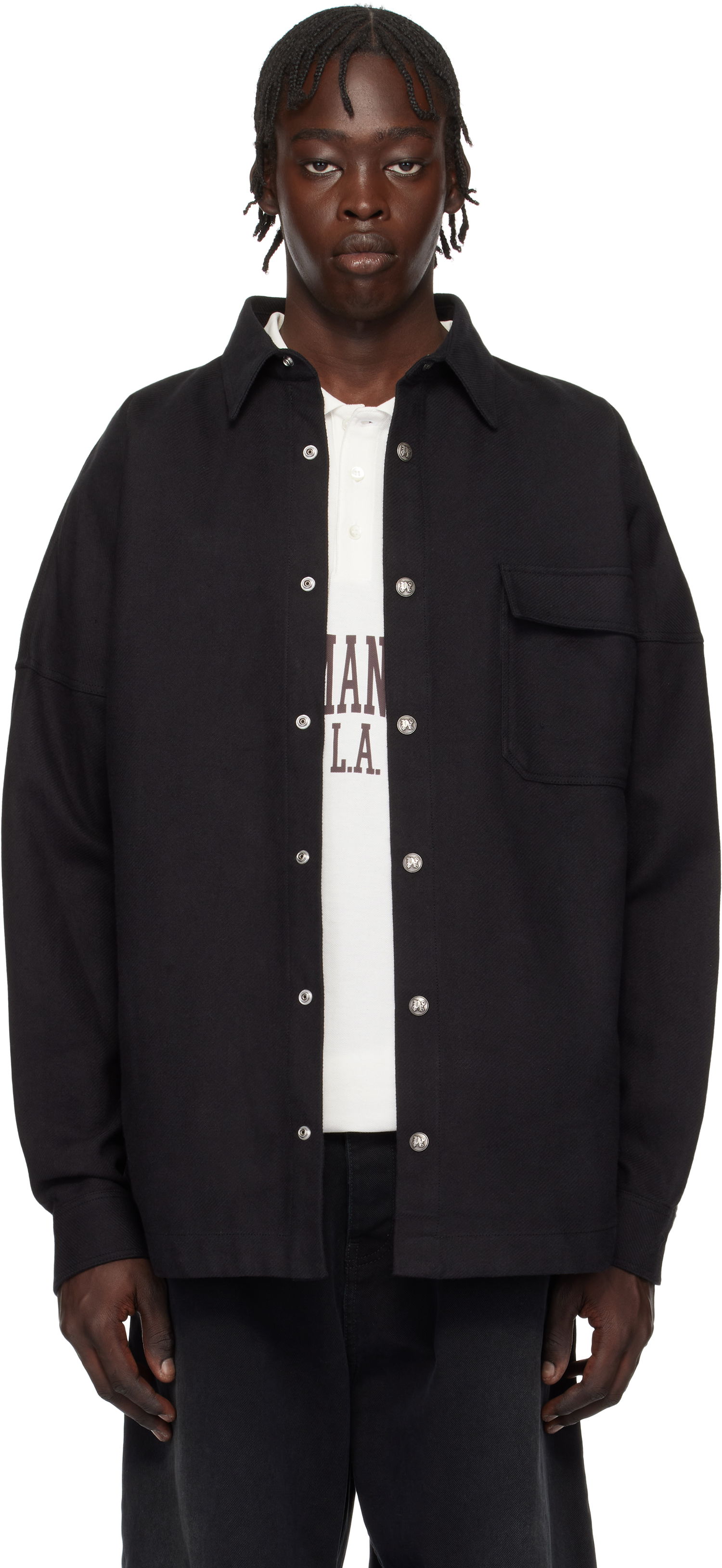 Košeľa Palm Angels Classic Logo Overshirt Čierna | PMES044S25FAB0011003, 0
