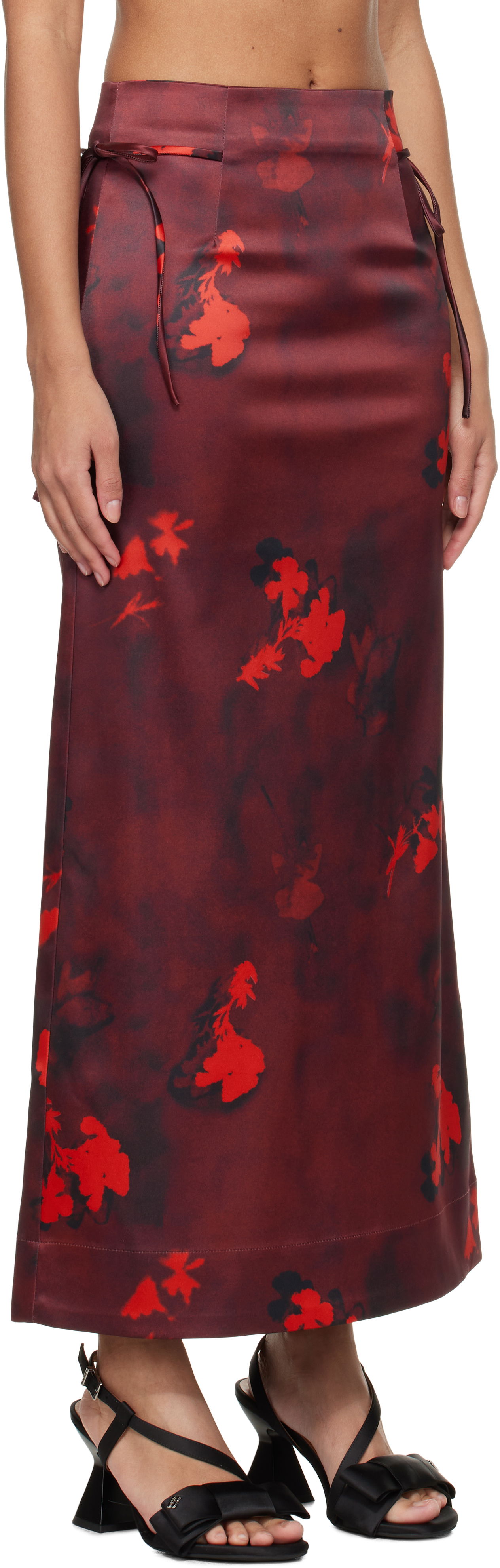 Sukňa GANNI Ganni Printed Satin Maxi Skirt Červená | W0012, 1