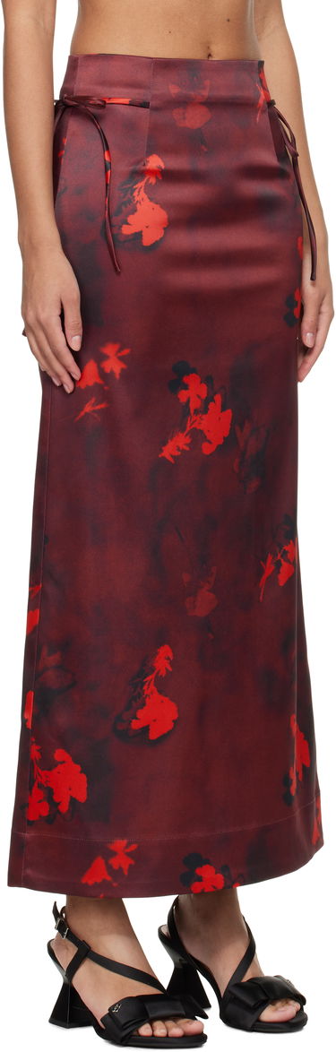Sukňa GANNI Ganni Printed Satin Maxi Skirt Červená | W0012, 1