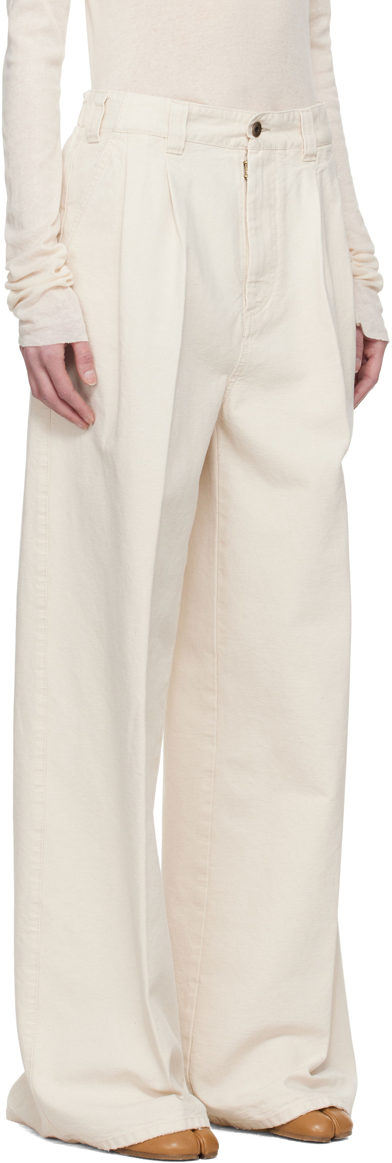Nohavice Maison Margiela Maison Margiela Pleated Wide-Leg Jeans Biela | S51KA0605 M35261, 1