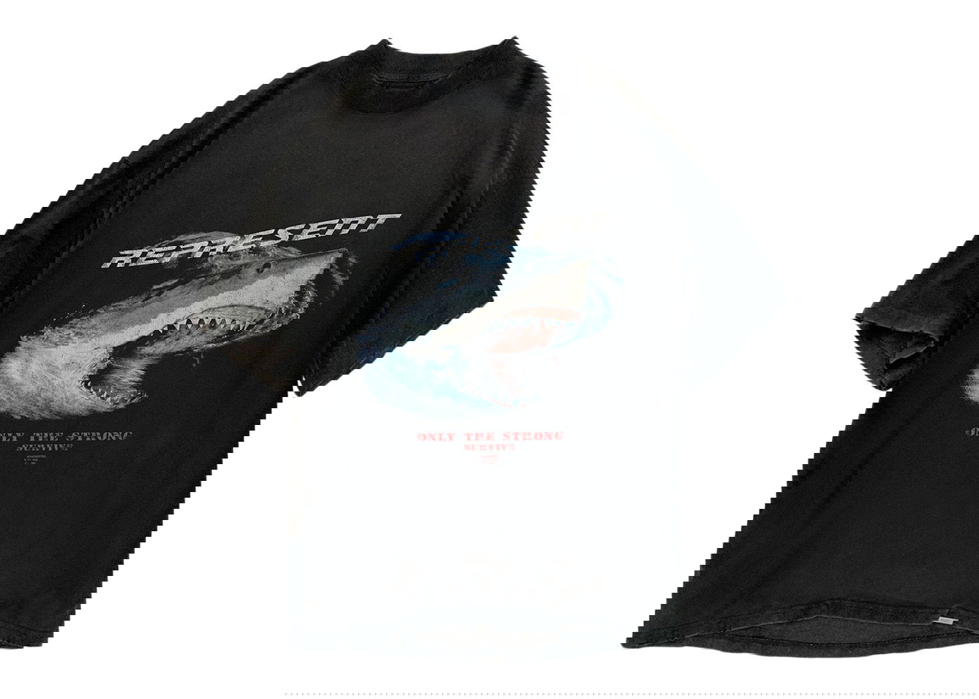 Tričko Represent Clo Represent Only The Strong Survive Shark T-Shirt Vintage Black Čierna | M05073-03, 0