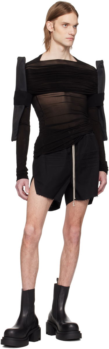 Šortky Rick Owens Rick Owens Hollywood Sheer Long Sleeve T-Shirt Čierna | RR01E5200 BZCD, 3
