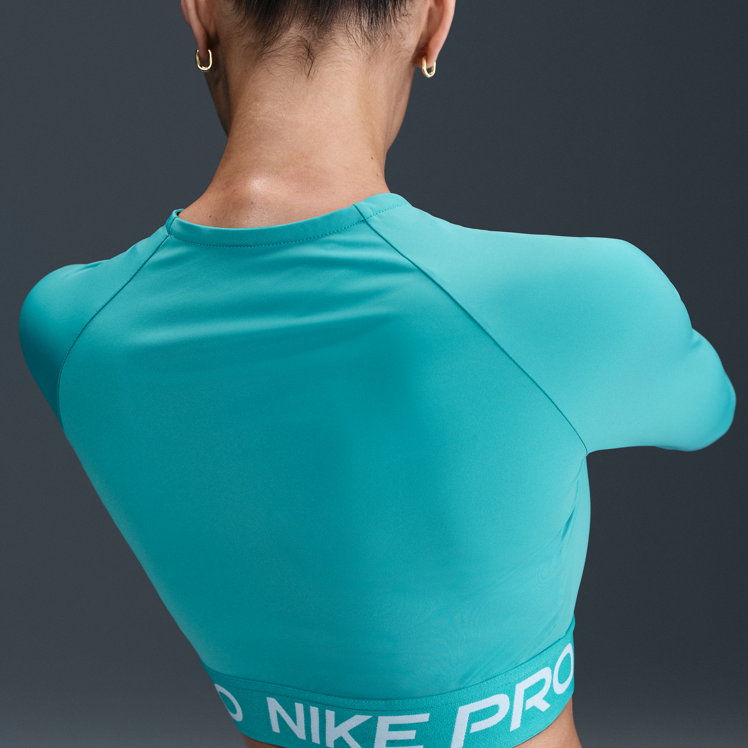 Crop Top Nike Pro Dri-FIT Long Sleeve Crop Top Tyrkysová | FV5484-345, 1