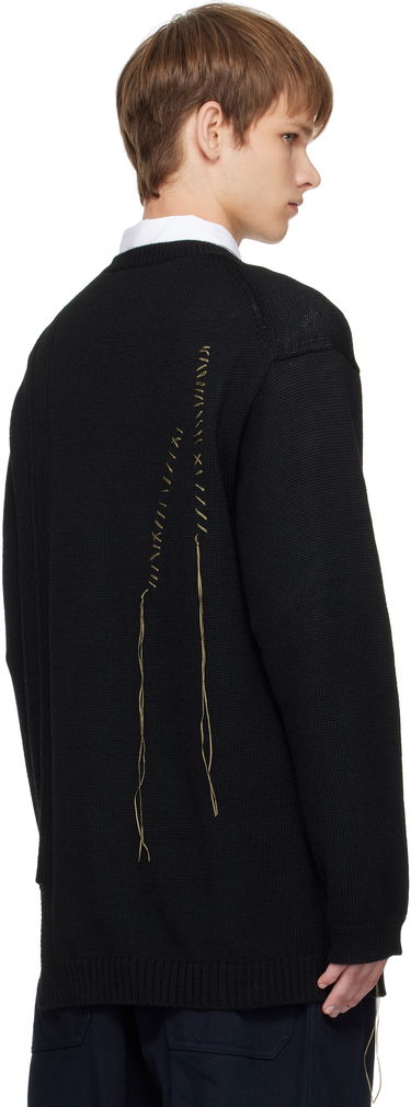 Sveter Yohji Yamamoto YOHJI YAMAMOTO Round Neck Stitch Detail Sweater Čierna | HL-K25-196, 2