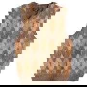 Mohair Argyle Knit Vest, Size Small