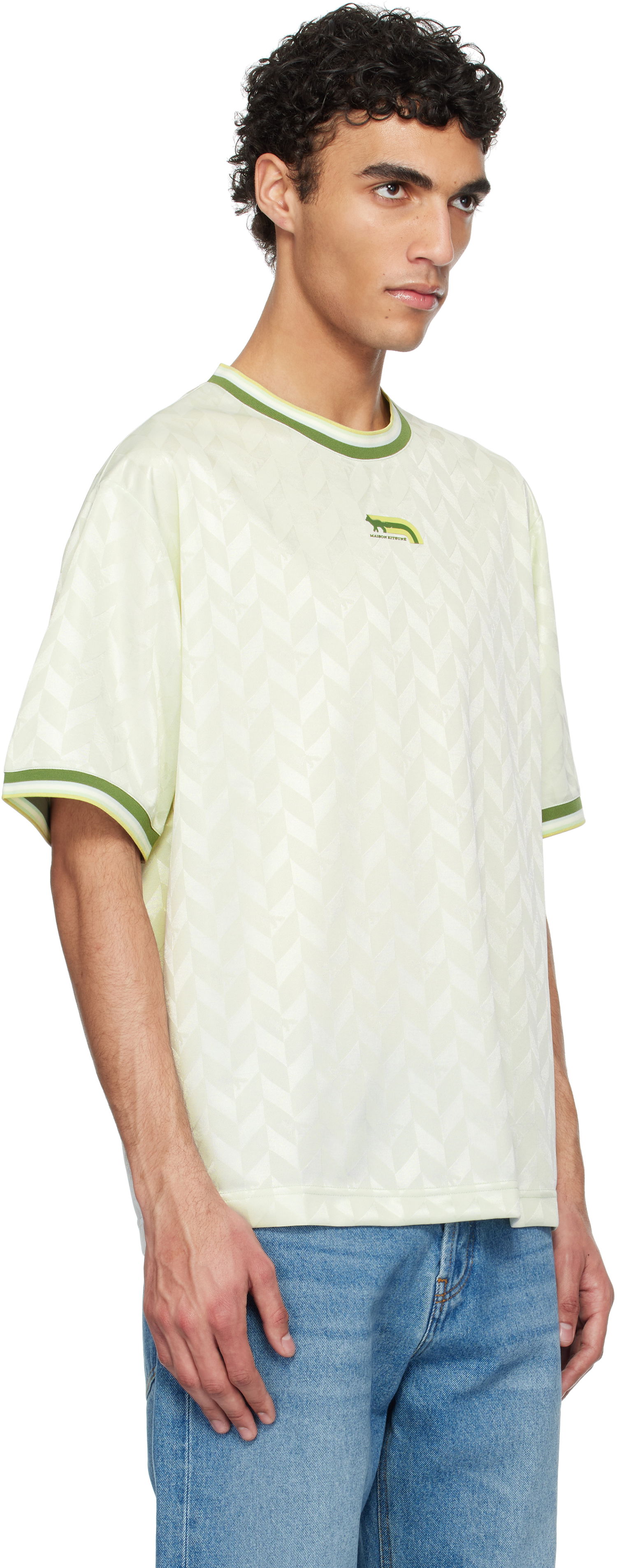 Tričko MAISON KITSUNÉ Maison Kitsuné Jacquard Flash Fox Oversize T-Shirt Béžová | OM00118KJ7021, 1