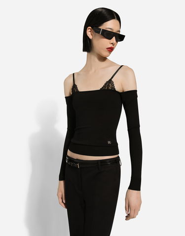 Sveter Dolce & Gabbana Off-the-shoulder Long-Sleeve Viscose Sweater Čierna | FXH48TJAII2N0000, 3