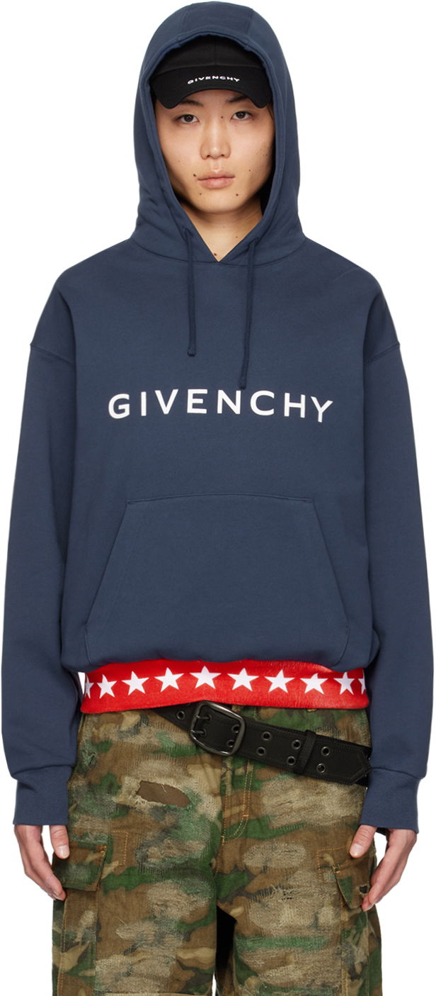 Mikina Givenchy Dropped Shoulder Hoodie Navy | BMJ0LA3YJL402, 0