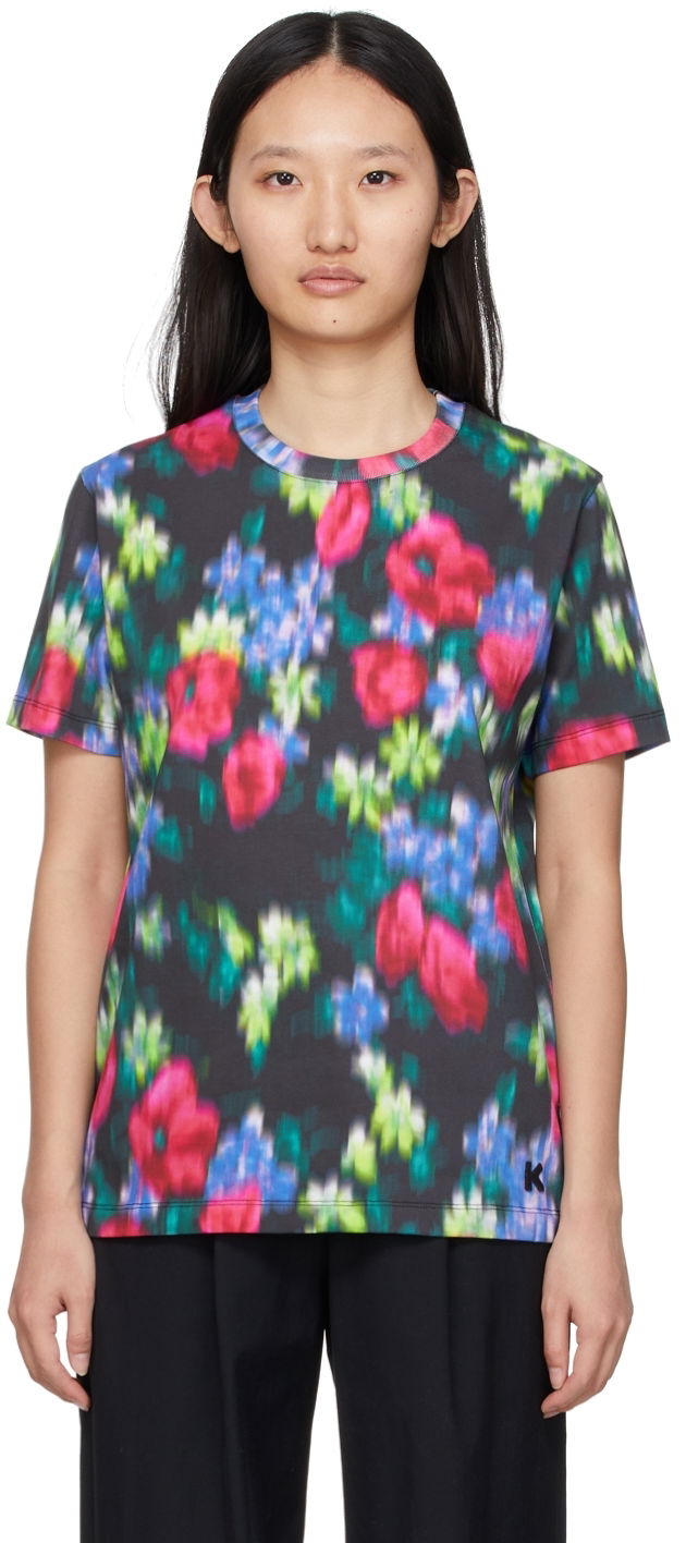 Tričko KENZO Floral Print Loose T-Shirt Čierna | FC52TS9274SB, 0