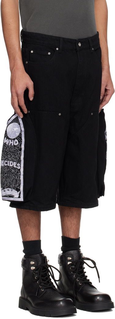 Šortky Who Decides War Who Decides War Denim Shorts with Side Embroidery Čierna | 1121010002SS25, 1