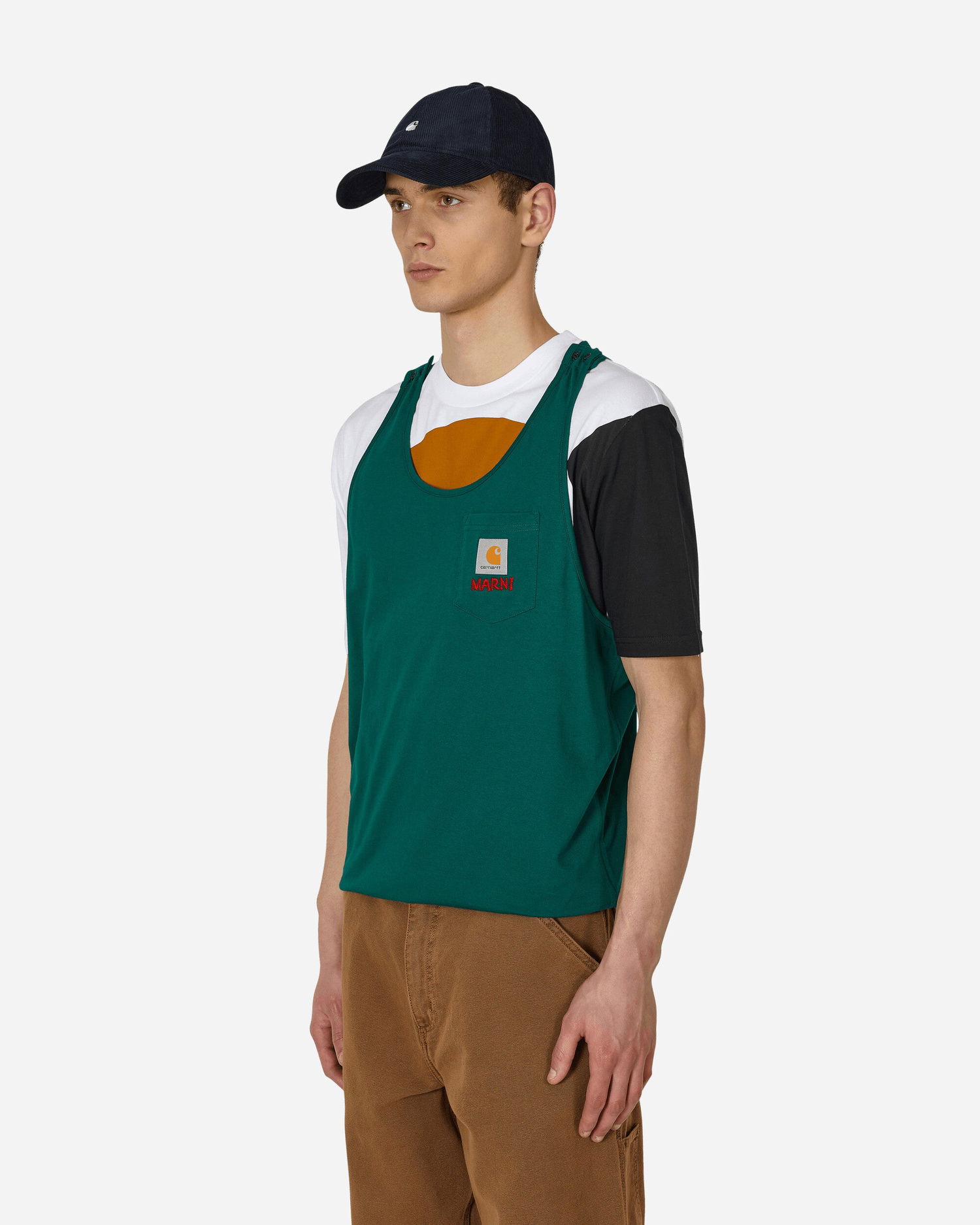 Tričko Marni Carhartt WIP x Pocket T-Shirt Zelené | HUMU031305UTX003 MLV66, 1