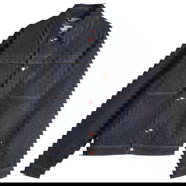Bunda Casablanca Casablanca Embroidered Monogram Denim Jacket, Size Large Modrá | MPF25-JK-401-01, 1