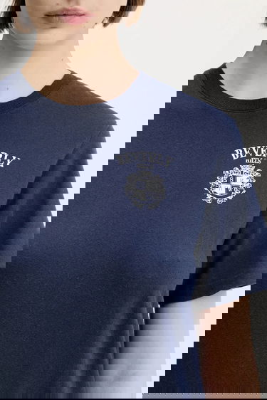 Tričko Sporty & Rich Sporty & Rich Bh Crest Soft T-Shirt Navy | TO089626256BL106, 7