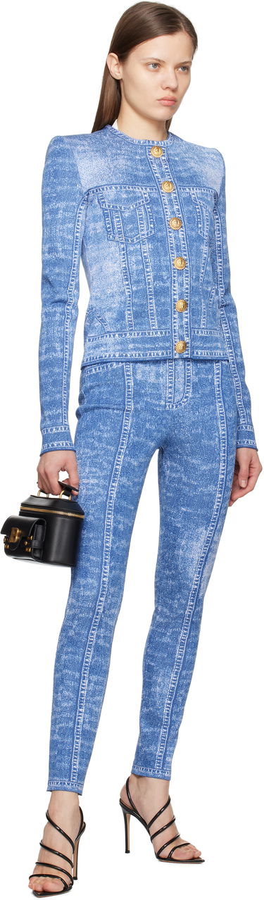 Súprava Balmain Balmain Jacquard Knit Denim Cardigan Modrá | EF1KL220KH80, 3