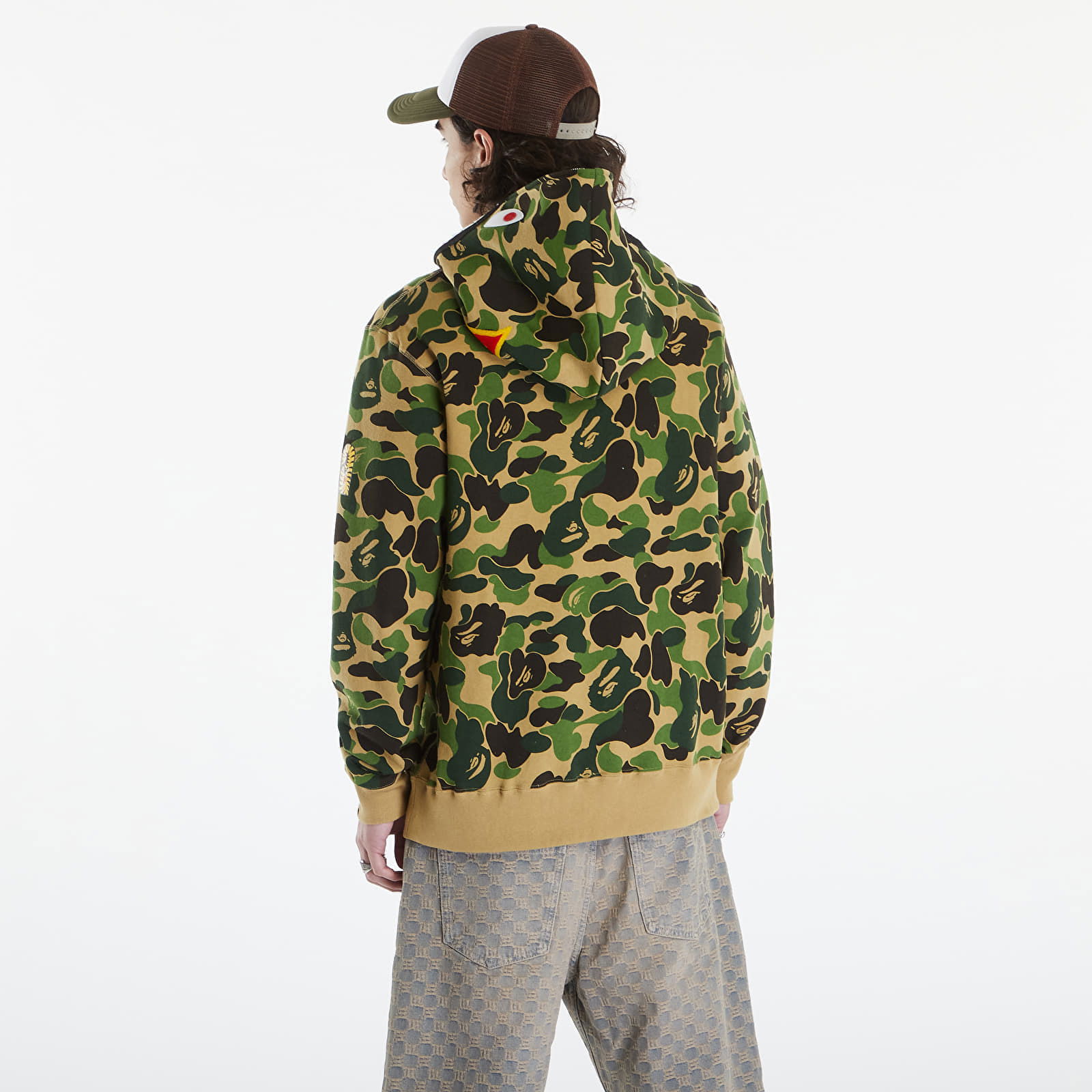 A BATHING APE Abc Camo Shark Full Zip Hoodie Green