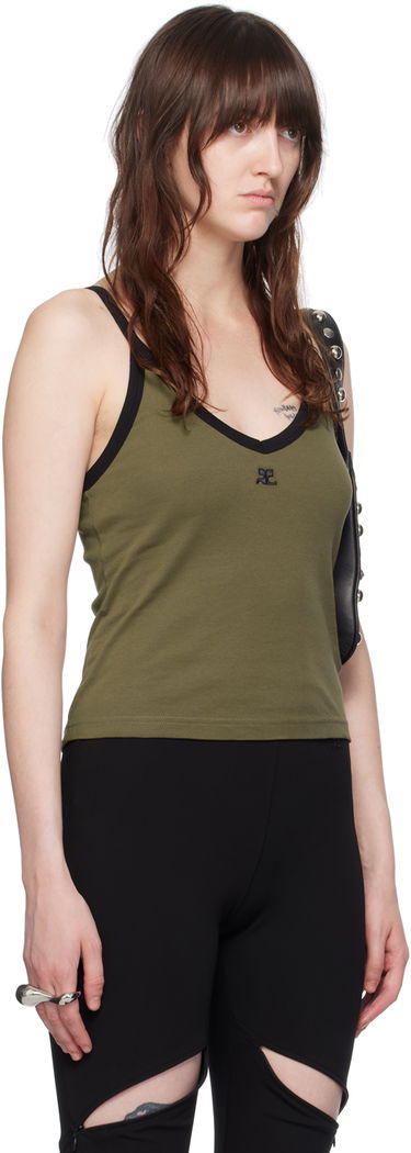 Tielko Courrèges Slim V-Neck Tank Top Zelené | 224JDE075JS0070, 1