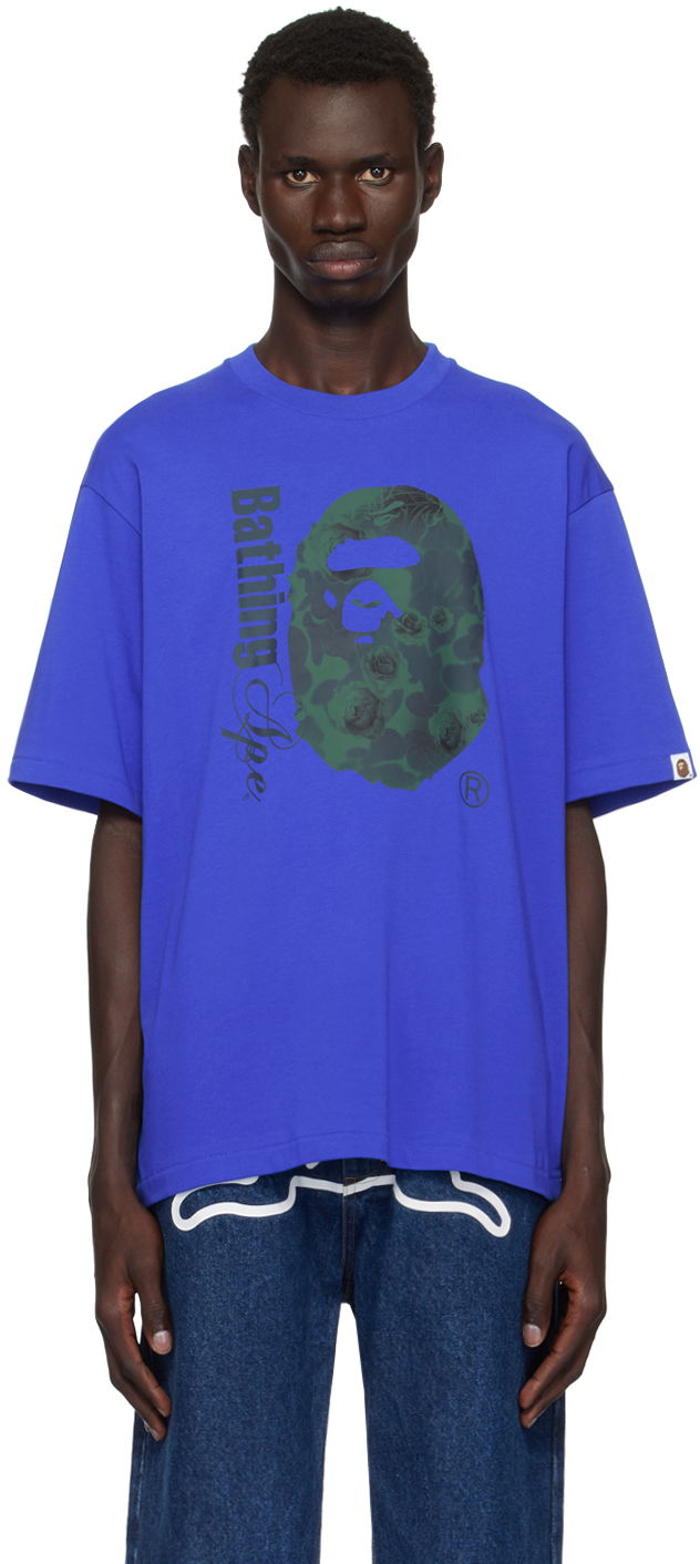 Tričko BAPE Floral Camo Relaxed Fit T-shirt Modrá | 001TEK801315M, 0