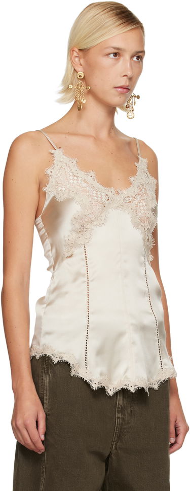 Tielko ISABEL MARANT Isabel Marant Diandra Satin Lace Camisole Top Béžová | HT0721FA-C3J05I, 1