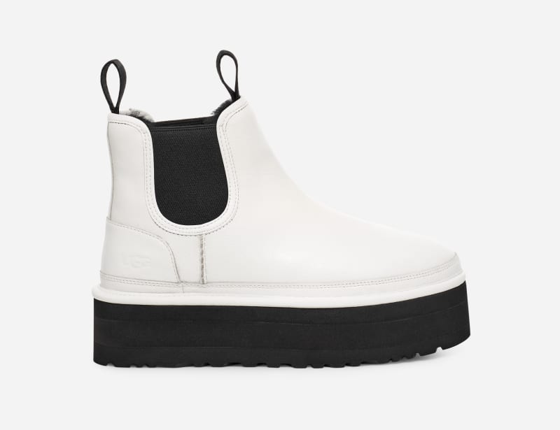 Tenisky a topánky UGG ® Neumel Platform Chelsea Boot for Women in Pebbled White, Size 7, Leather Biela | 1130533-PDWH