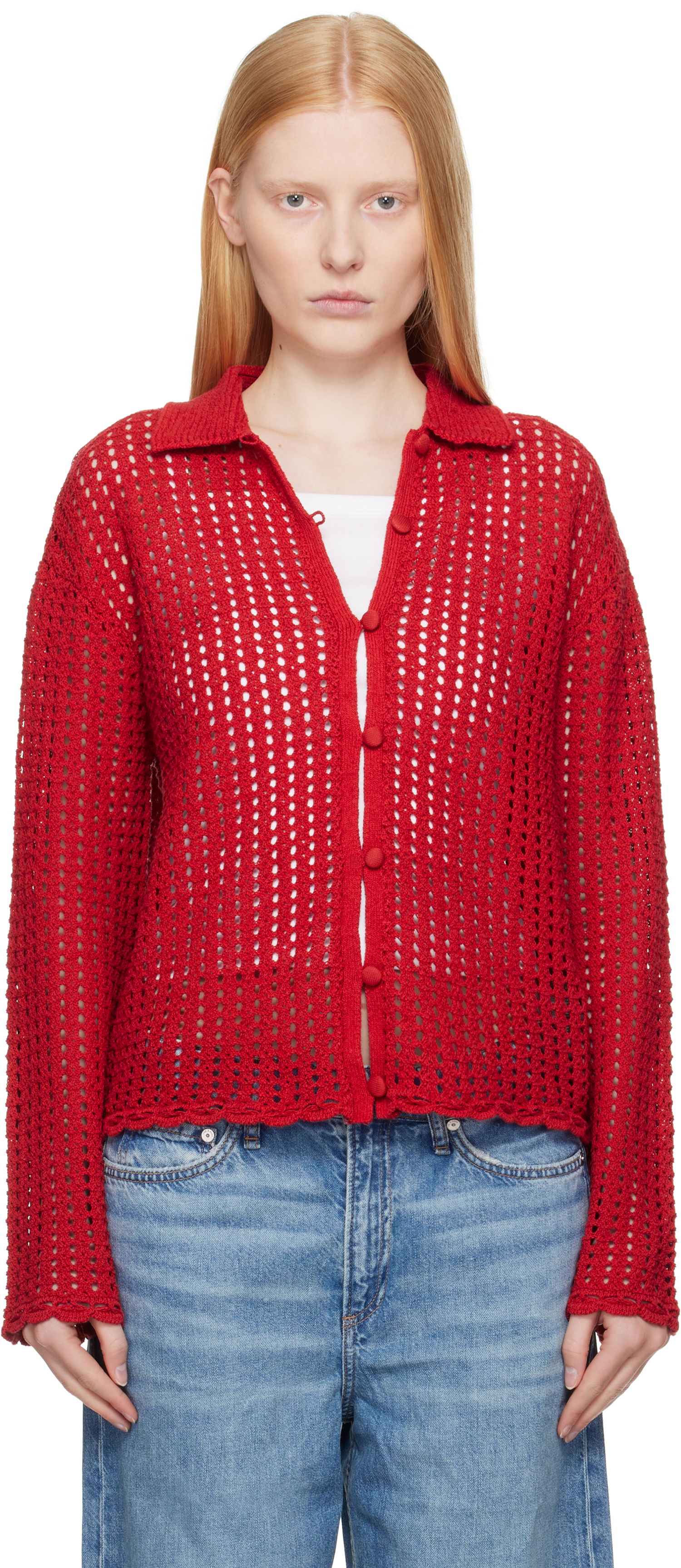 Sveter rag & bone Rag & Bone Khloe Knit Cardigan Červená | WAS25P020BR20, 0