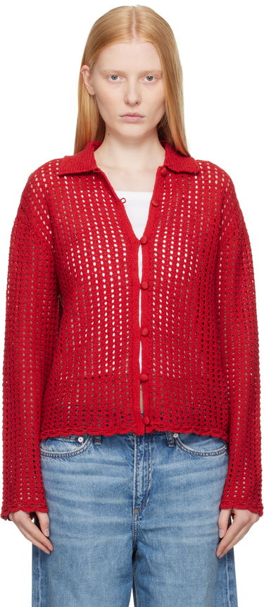 Sveter rag & bone Rag & Bone Khloe Knit Cardigan Červená | WAS25P020BR20, 0
