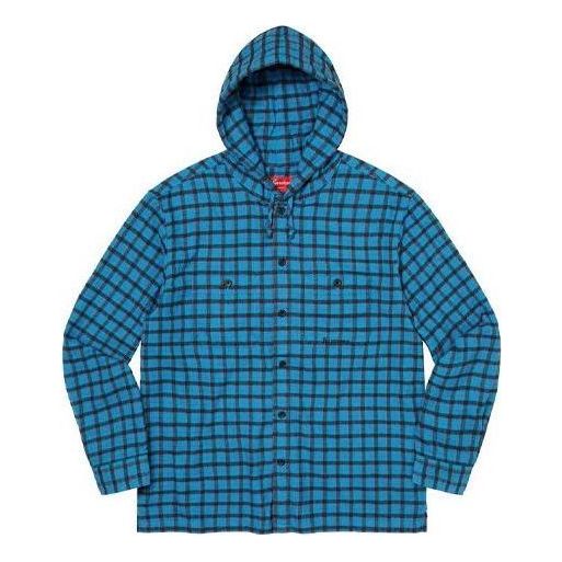 Košeľa Supreme Plaid Hooded Shirt Modrá | SUP-SS22-171