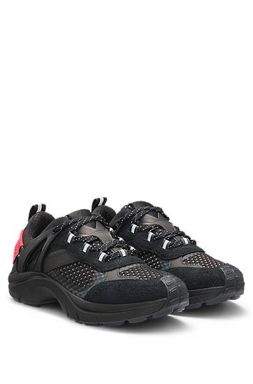 Oblečenie BOSS Signature Mesh and Suede Trainers Čierna | 50536259, 0