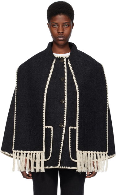 Šál TOTEME Embroidered Wool-Blend Cape Čierna | 221-117-709, 0