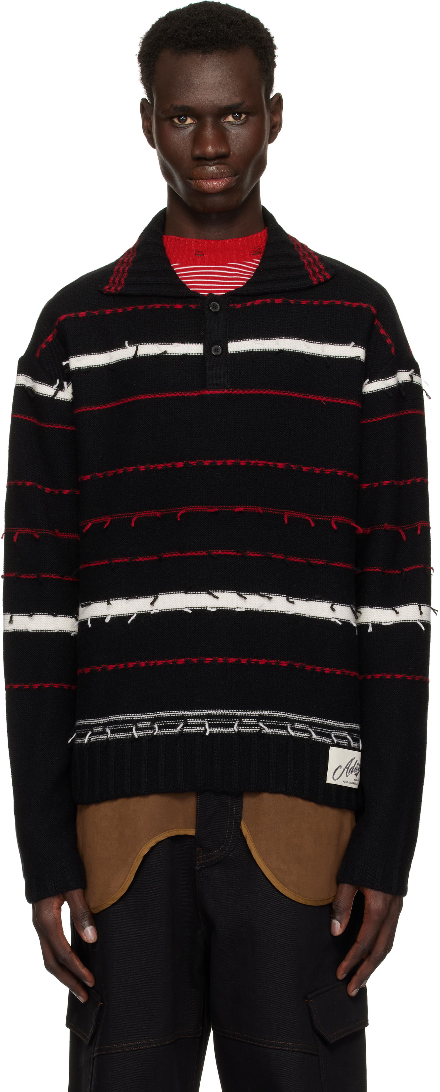 Sveter Andersson Bell Andersson Bell Striped Polo Sweater Čierna | atb1245m, 0