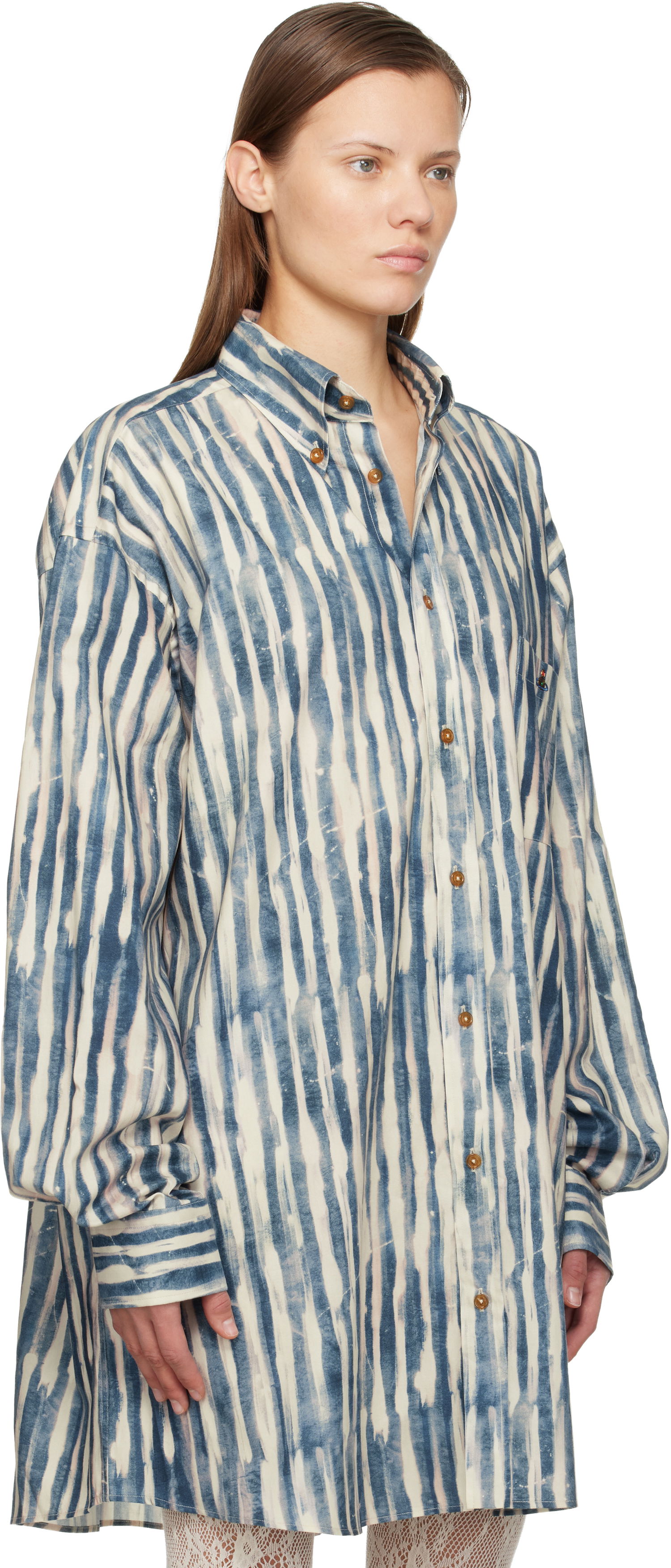 Košeľa Vivienne Westwood Vivienne Westwood Cotton Poplin Hand-Painted Stripe Oversized Shirt Rôznofarebný | 35010021-W018R-, 1