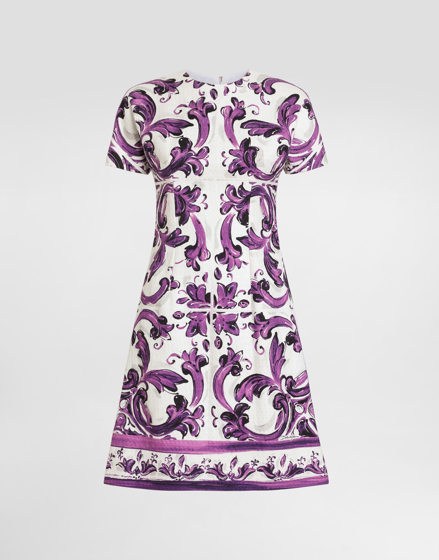 Šaty Dolce & Gabbana Dolce & Gabbana Majolica-Print A-Line Dress Fialová | F6TVATFP9ALHD5DQ, 0