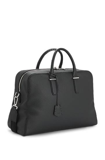 Cestovná taška BOSS Grained Leather Holdall with Logo Keyholder Čierna | 50548231, 1