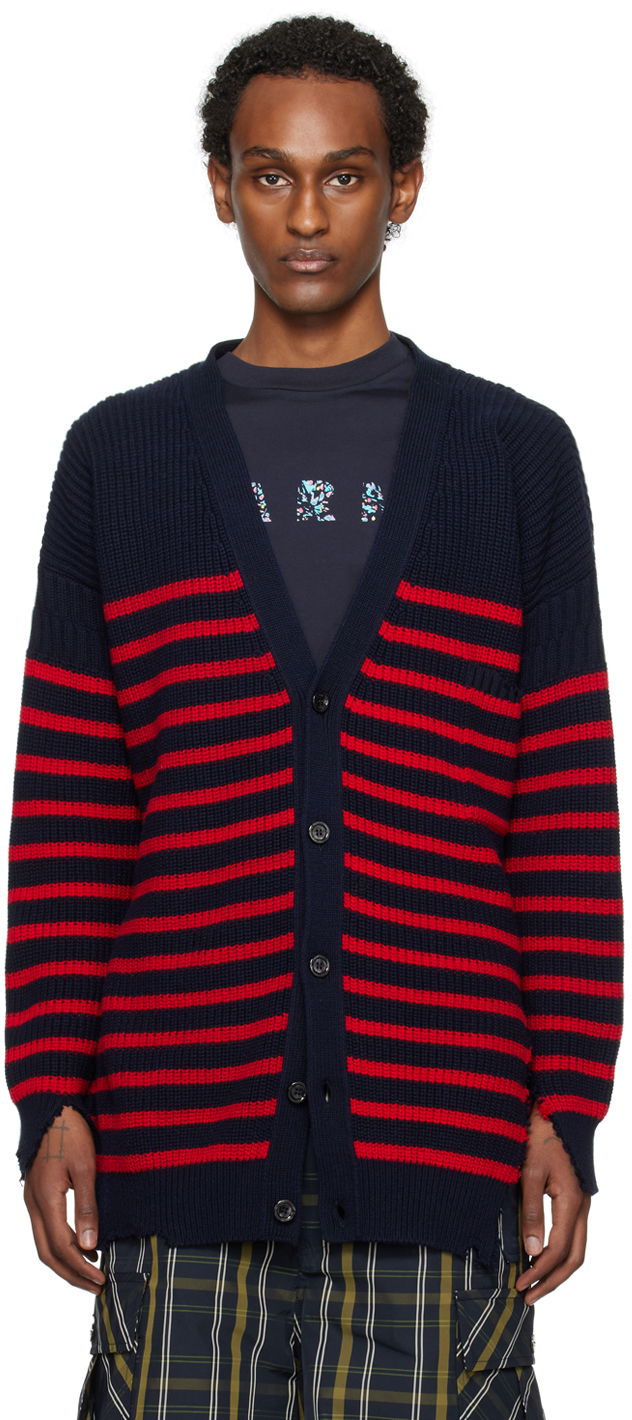 Sveter Marni Stripe Cardigan Červená | CDMG0127Q0 UFC532, 0