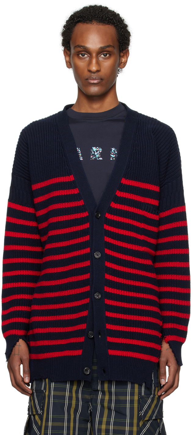 Sveter Marni Stripe Cardigan Červená | CDMG0127Q0 UFC532