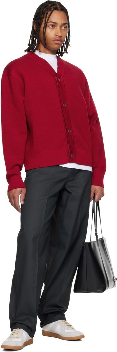 Sveter Jacquemus V-Neck Snap Button Cardigan Doppio Červená | 25HCDM00292CK00185, 3