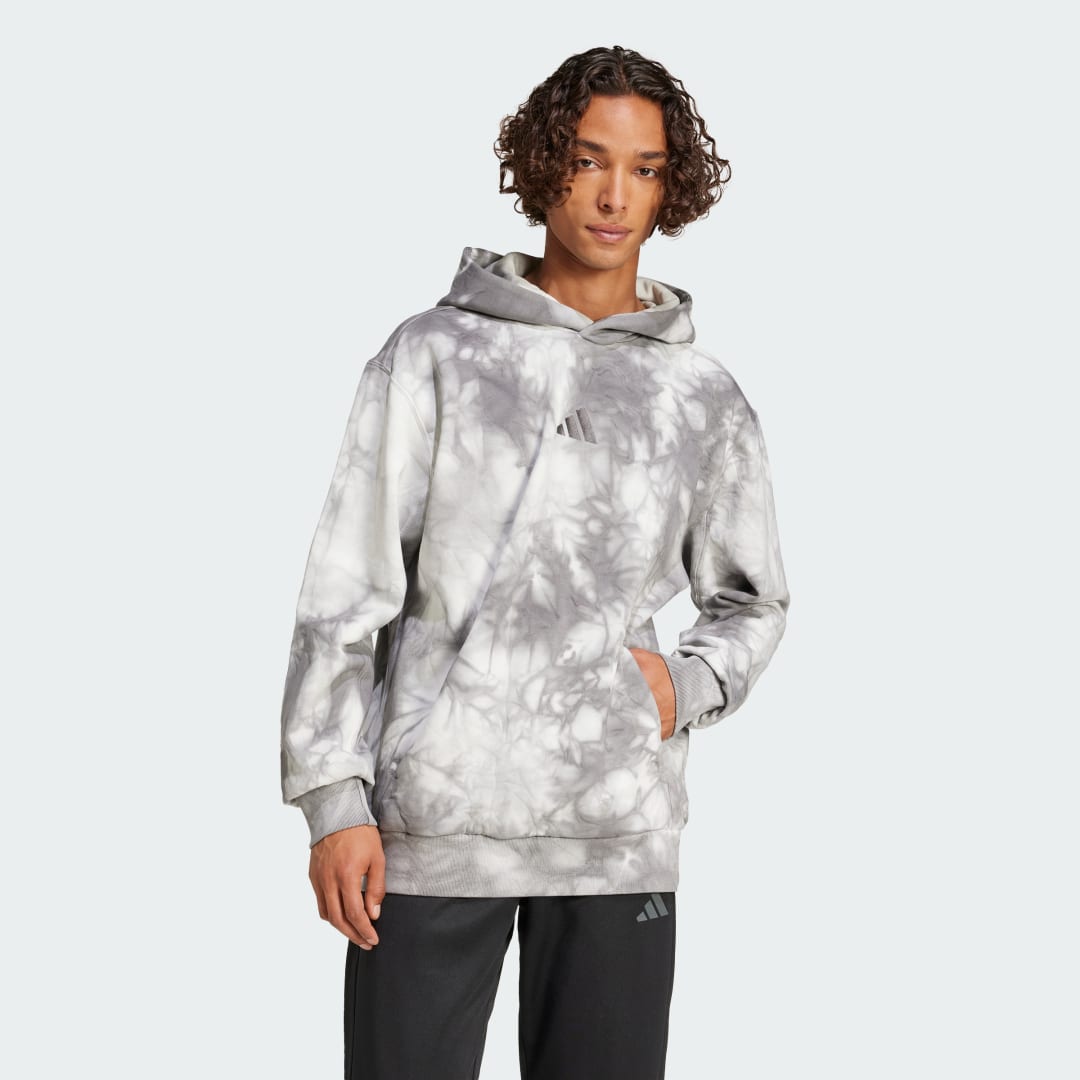 Mikina adidas Performance ALL SZN Fleece Washed Tie-Dye Hoodie Šedá | IX1257, 0